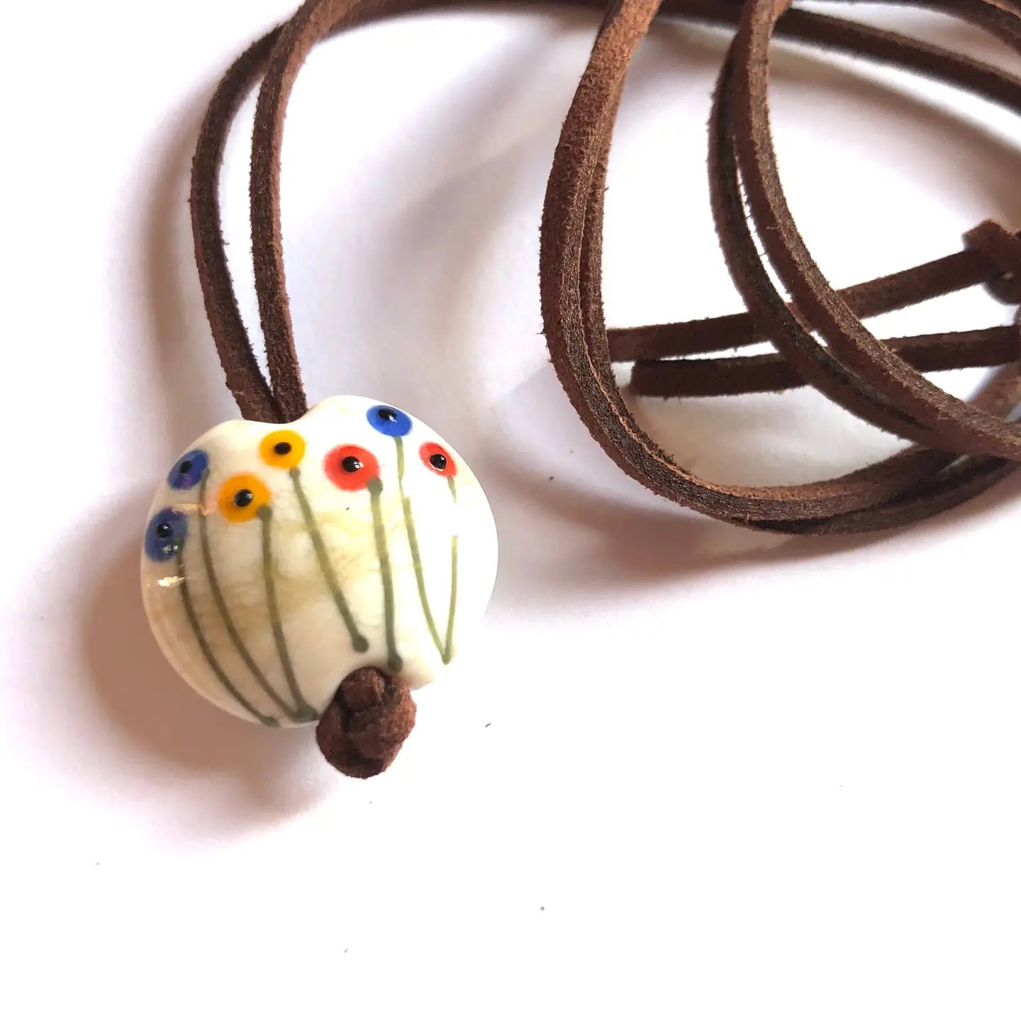 Adjustable Necklace -  Spring Wallflowers Glass Pendant