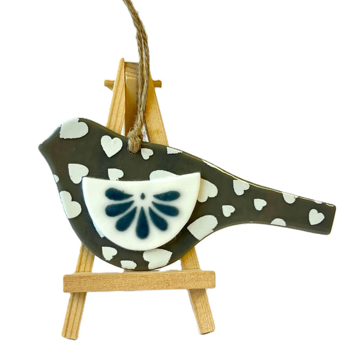 Scandi Pop Folk Bird - Grey