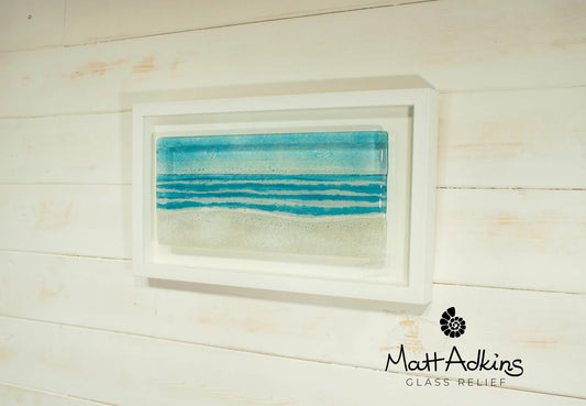 Framed - Beach Landscape Blue - Fused Glass