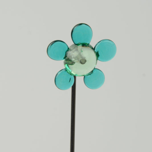 Flower (Turquoise) - Handmade Glass Plant Stake