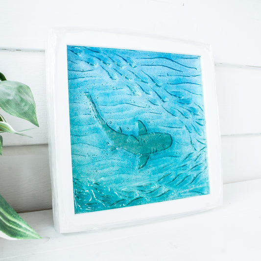 Framed - Shark - Fused Glass