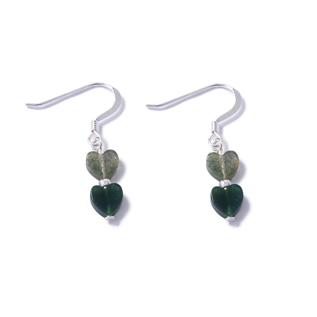 Gemstone Agate Hearts - Forest NEW