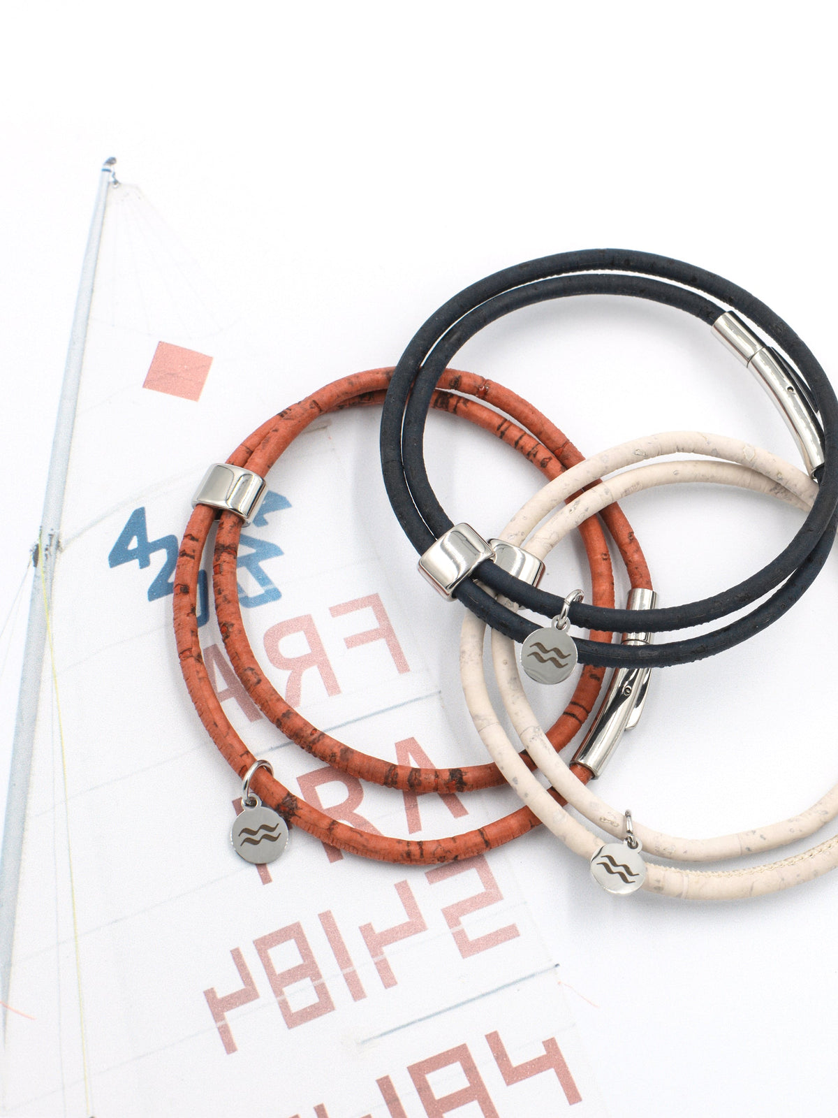 Aqua Beach Cork Bracelet- Red