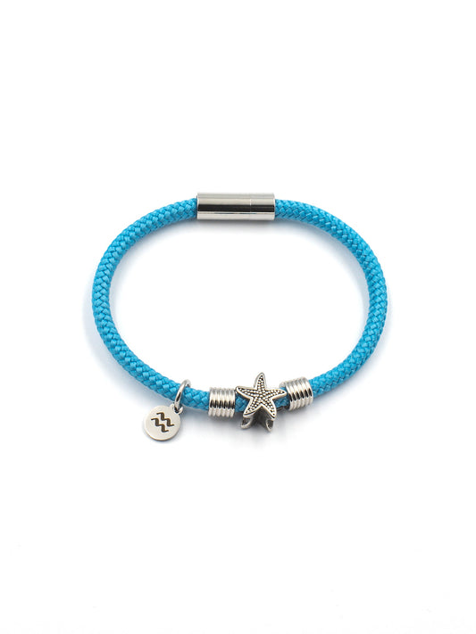 Recycled-Plastic Rope Starfish Magnetic Bracelet - Azure Blue