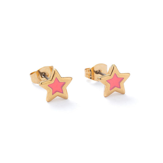 Stud Earrings - Translucent Gold Star