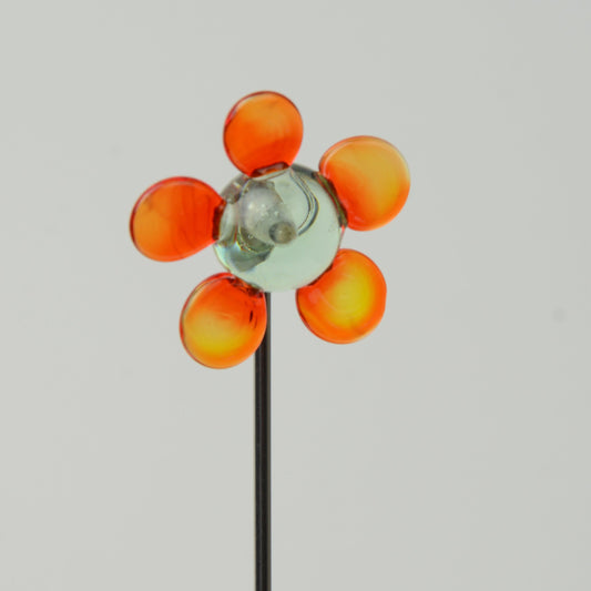 Flower (Orange) - Handmade Glass Plant Stake