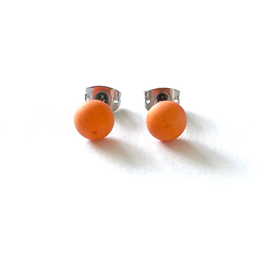 Frosted - Apricot Glass Stud Earrings