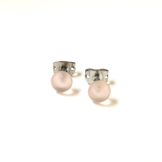 Frosted - Blush Glass Stud Earrings