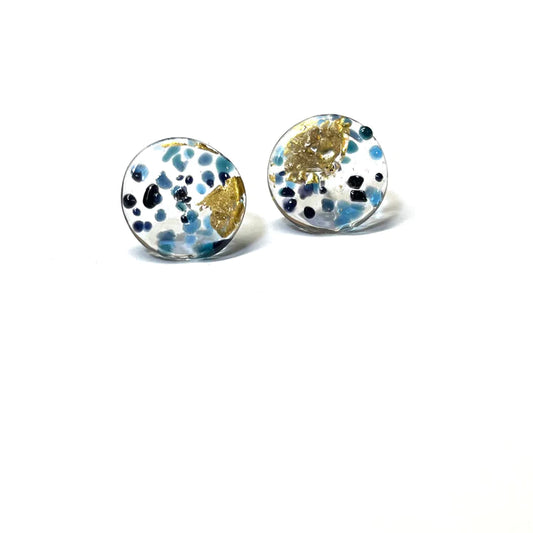 Midi Glass and Gold Mottled Stud Earrings - Tempest