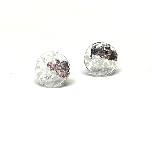 Midi Glass and Palladium Mottled Stud Earrings - Lace