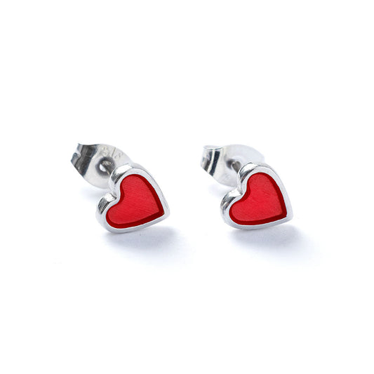 Stud Earrings - Translucent Silver Heart