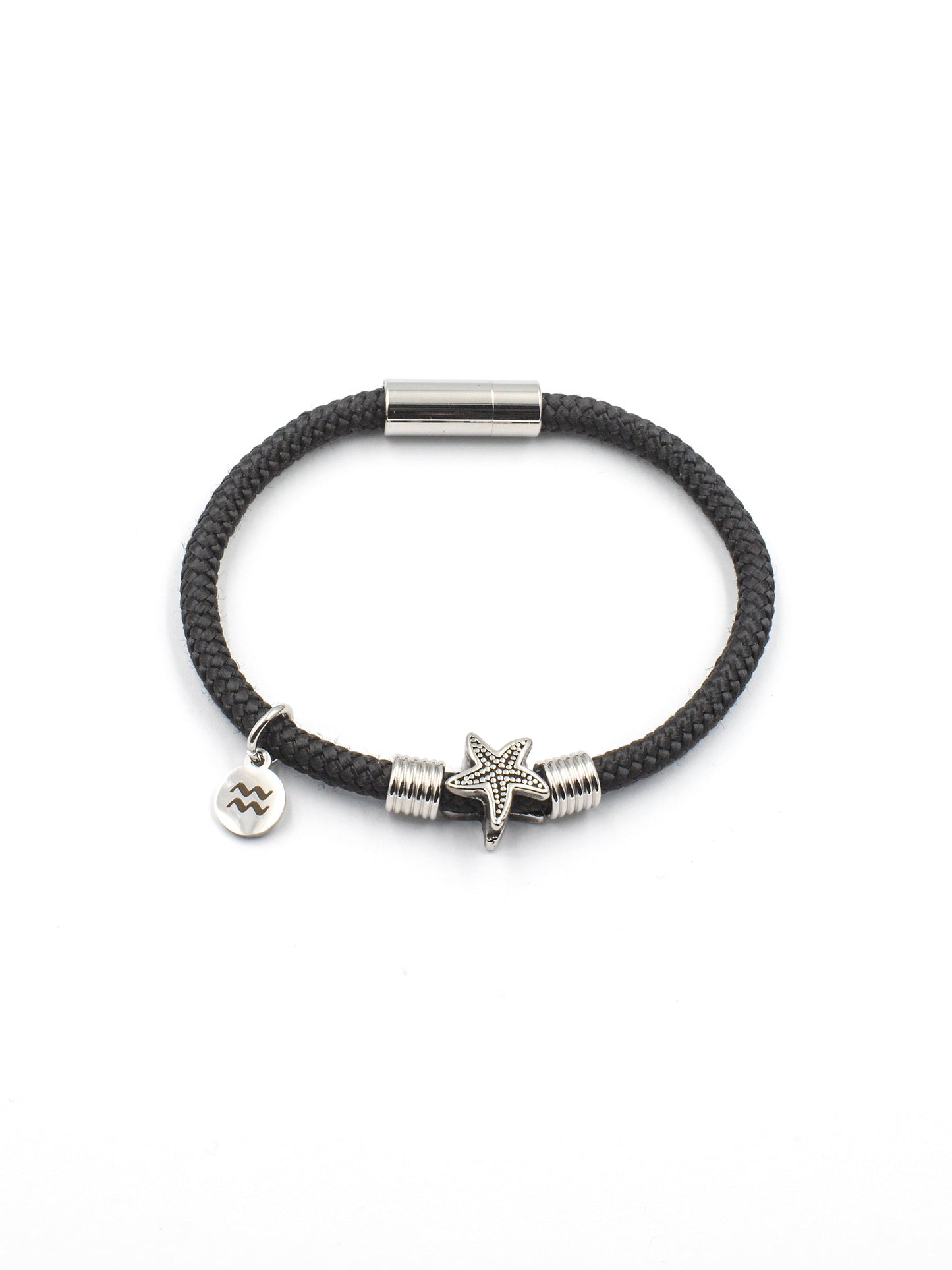 Recycled-Plastic Rope Starfish Magnetic Bracelet - Black