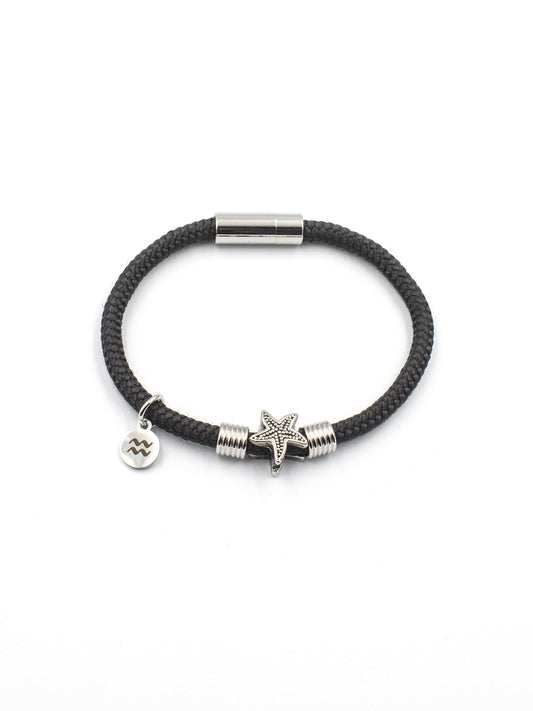 Recycled-Plastic Rope Starfish Magnetic Bracelet - Black