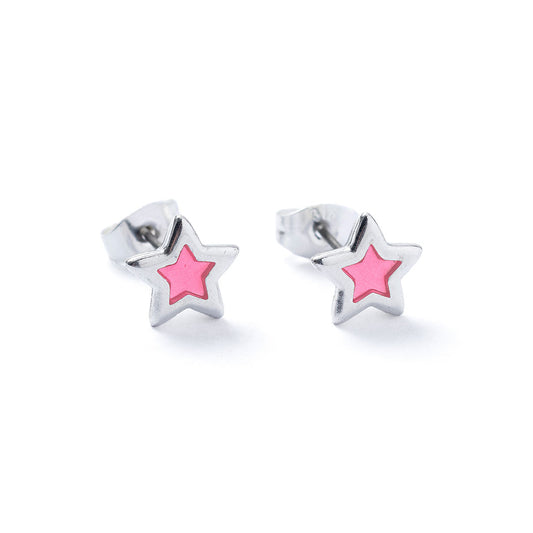Stud Earrings - Translucent Silver Star