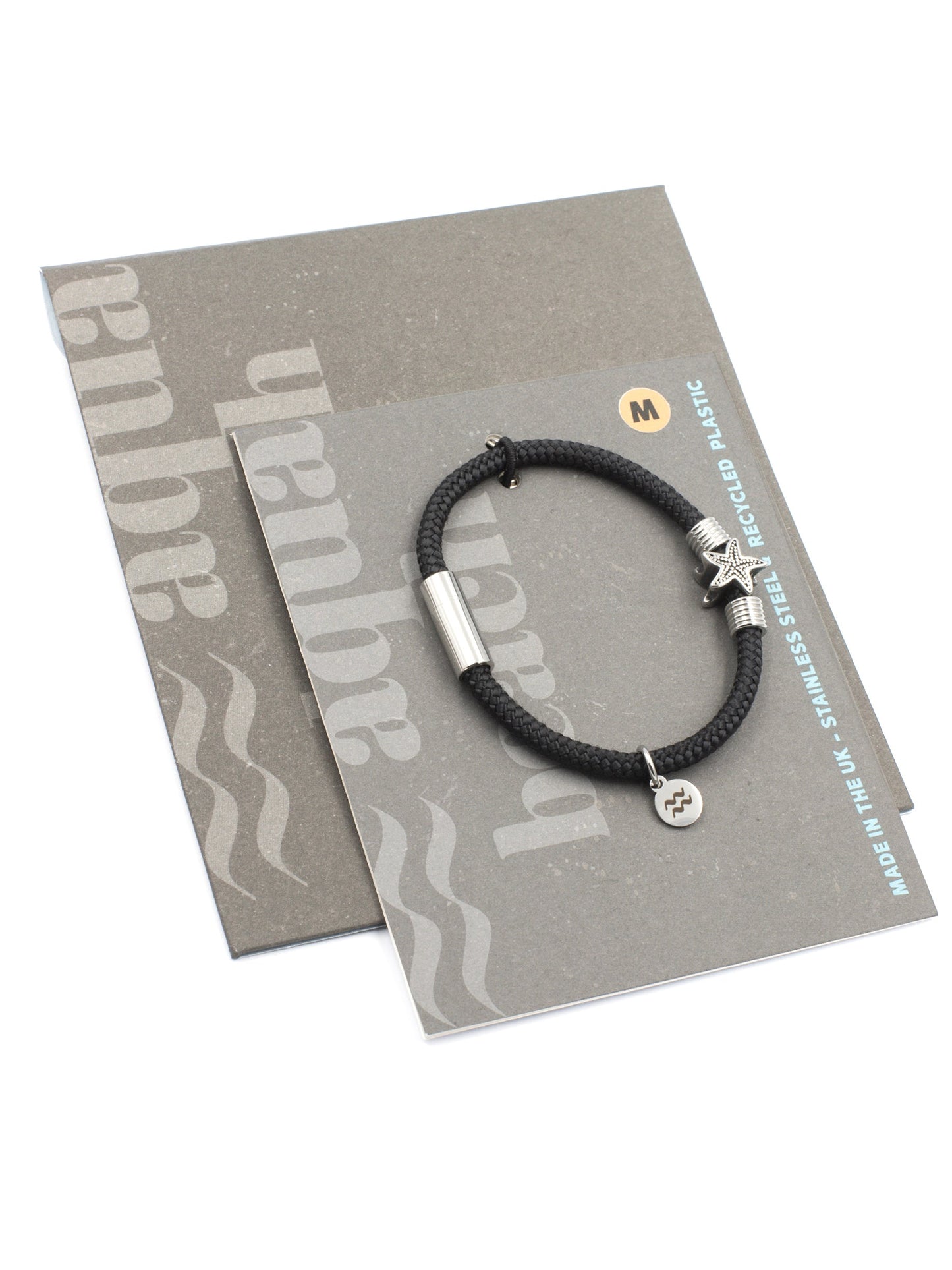Recycled-Plastic Rope Starfish Magnetic Bracelet - Black
