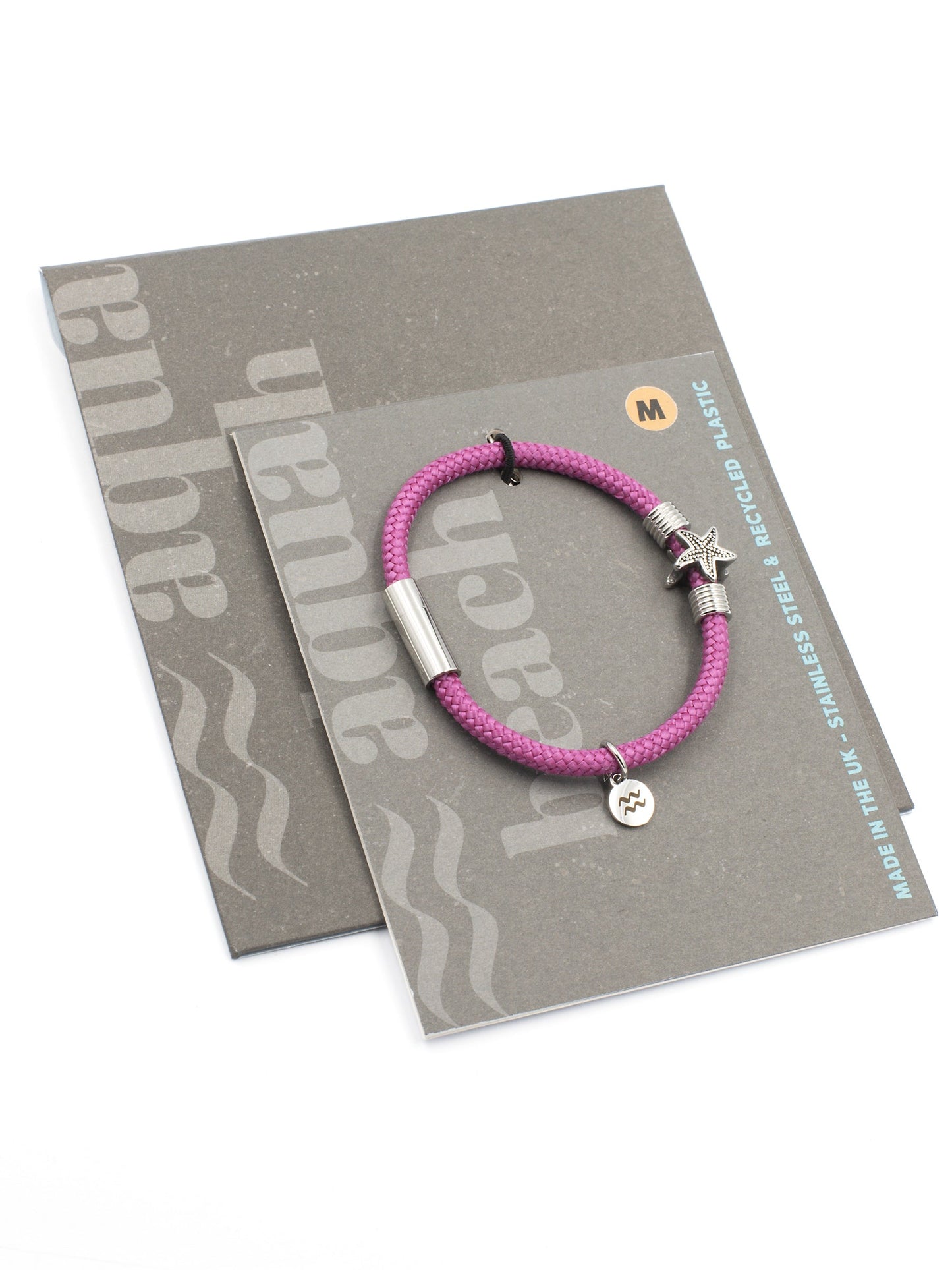 Recycled-Plastic Rope Starfish Magnetic Bracelet - Fuchsia Pink