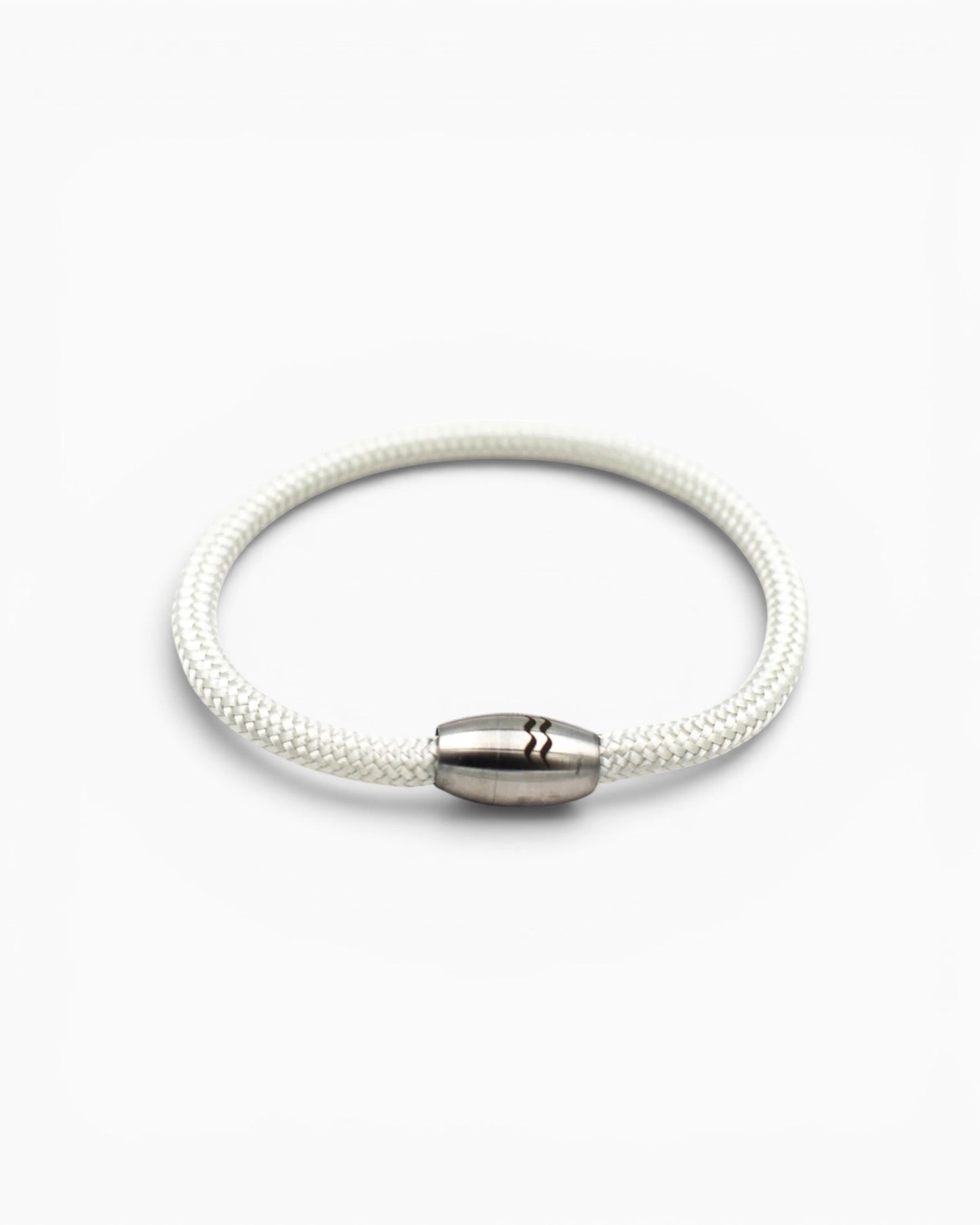 Recycled-Plastic Rope Magnetic Bracelet - White