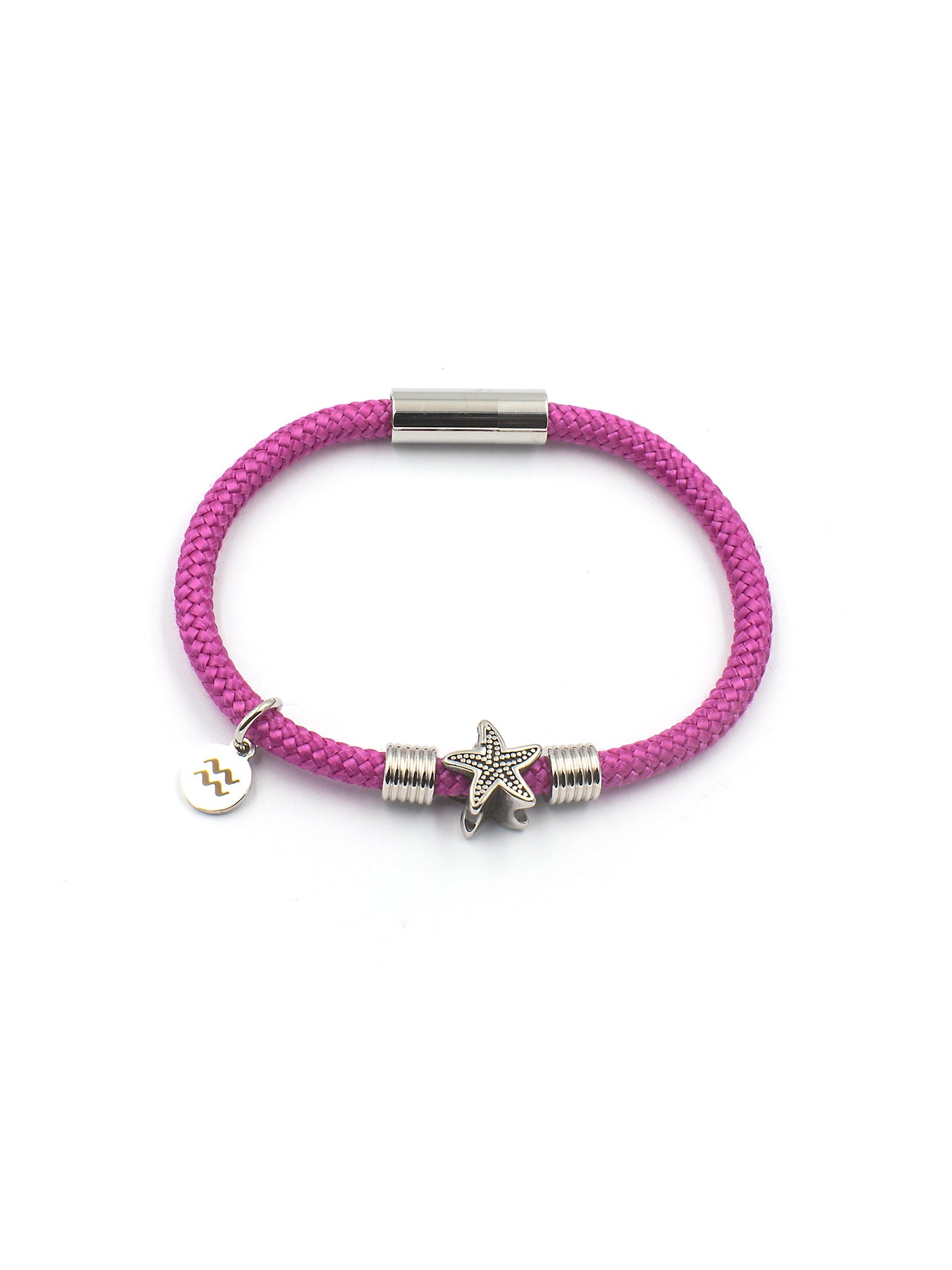 Recycled-Plastic Rope Starfish Magnetic Bracelet - Fuchsia Pink