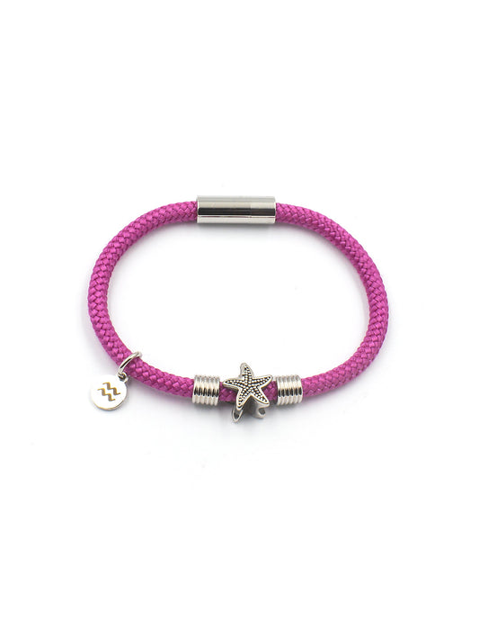Recycled-Plastic Rope Starfish Magnetic Bracelet - Fuchsia Pink