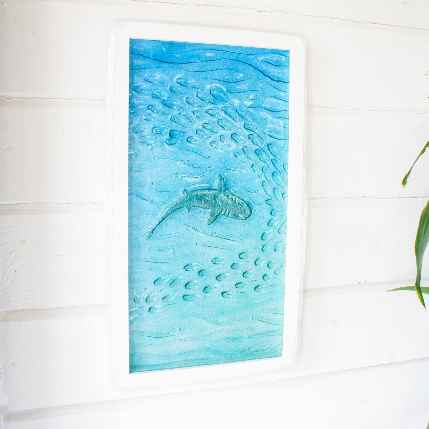 Framed - Portrait Shark (1) - Fused Glass