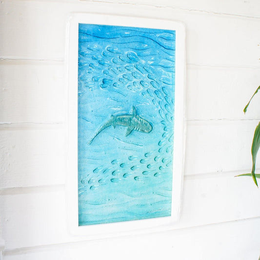 Framed - Portrait Shark (1) - Fused Glass