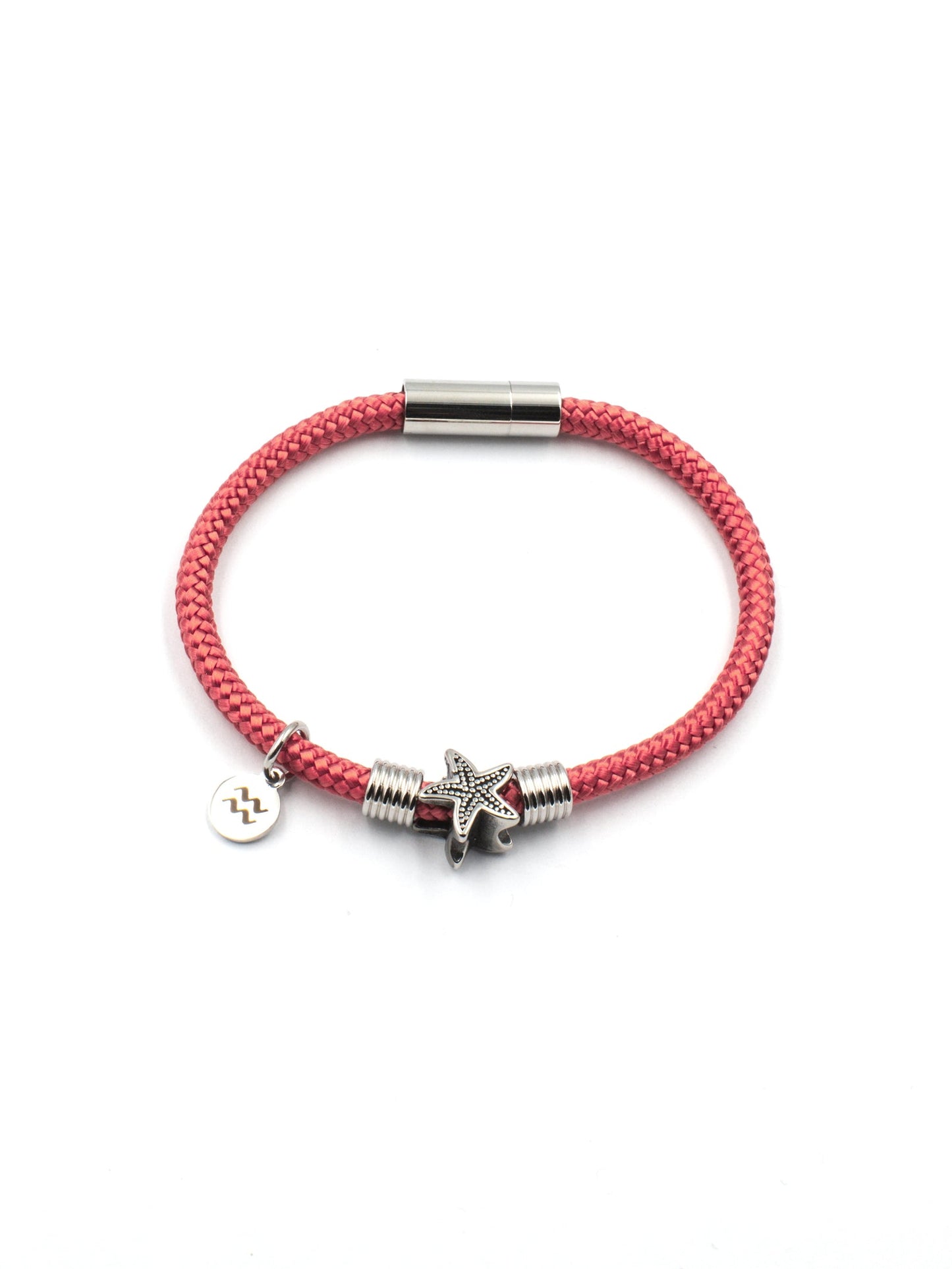 Recycled-Plastic Rope Starfish Magnetic Bracelet - Red