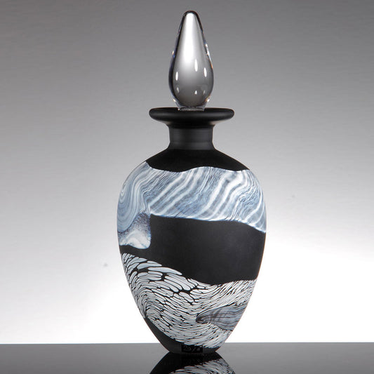 Monochrome Round Stoppered Bottle - Blown, Fused Glass