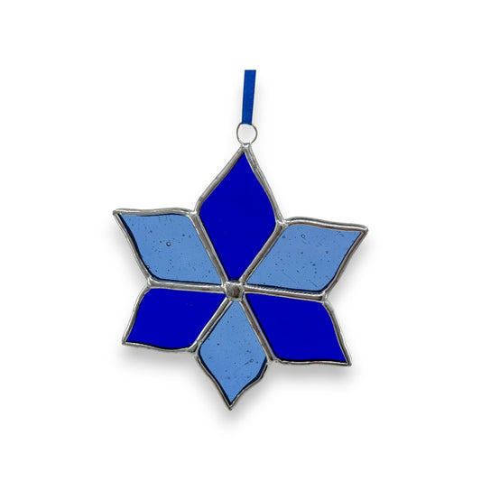 Flower - Dark Blues Hanger/Suncatcher - Stained Glass