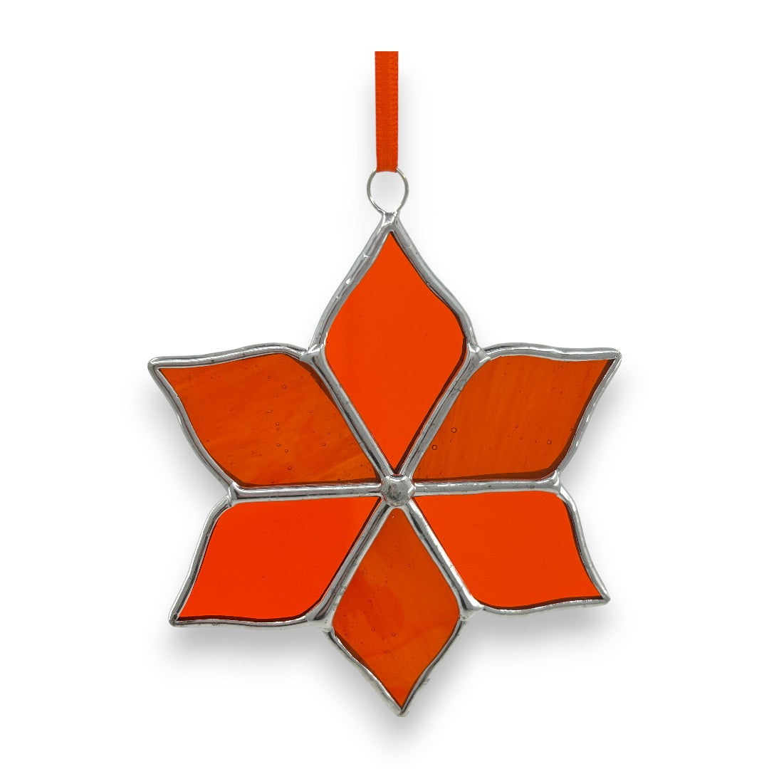 Flower - Orange Hanger/Suncatcher - Stained Glass