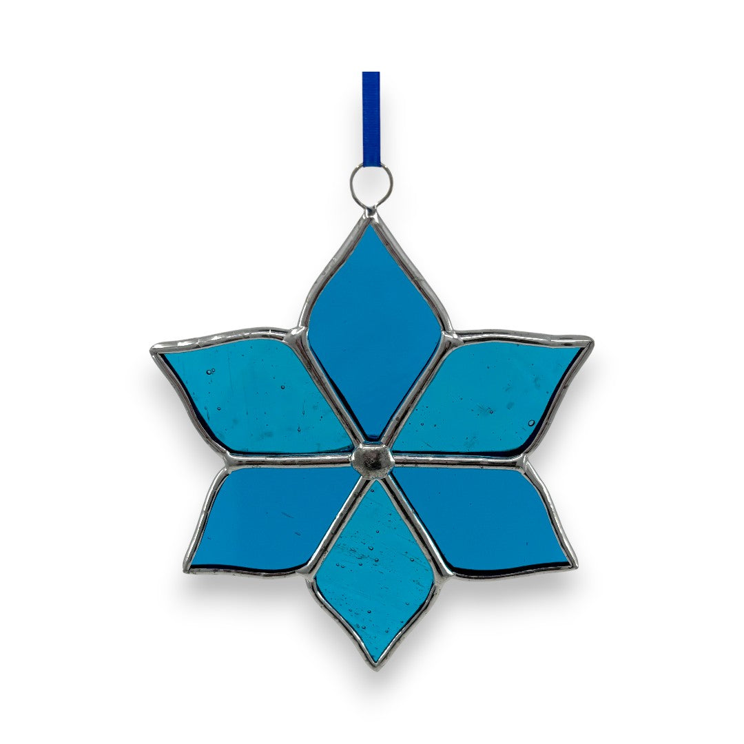 Flower - Light Blues Hanger/Suncatcher - Stained Glass