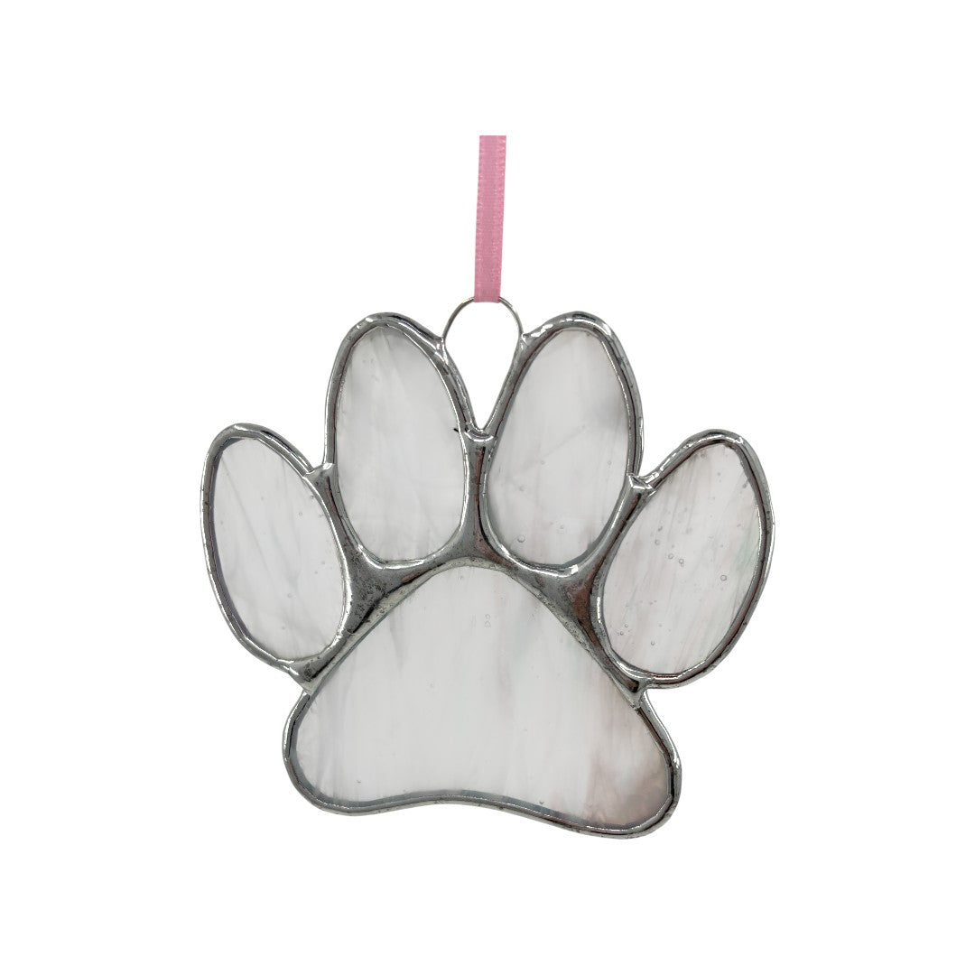 Pawprint - Pearl White - Large Hanger/Suncatcher - Stained Glass (Copy)