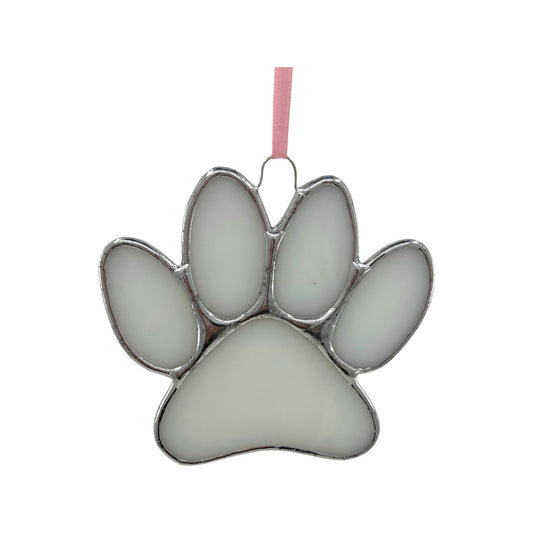 Pawprint - White - Large Hanger/Suncatcher - Stained Glass