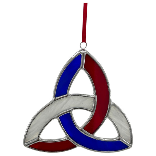 Celtic Knot - Red, White & Blue Hanger/Suncatcher - Stained Glass
