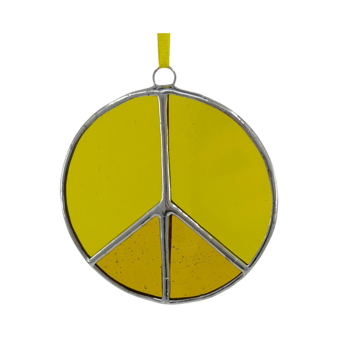 Peace Symbol - Yellow - Hanger/Suncatcher - Stained Glass