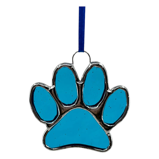 Pawprint - Blue - Hanger/Suncatcher - Stained Glass