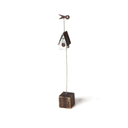 Mini Bird House - Wood/metal sculpture