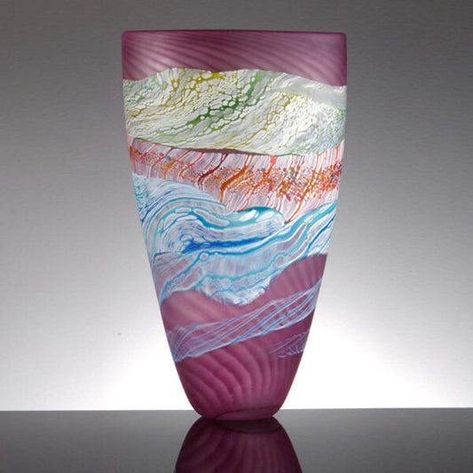 Seashore, Amethyst Tall Vase - Blown, Fused Glass