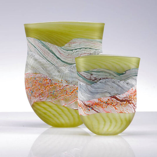 Seashore, Samphire Flattened Vase - Blown, Fused Glass
