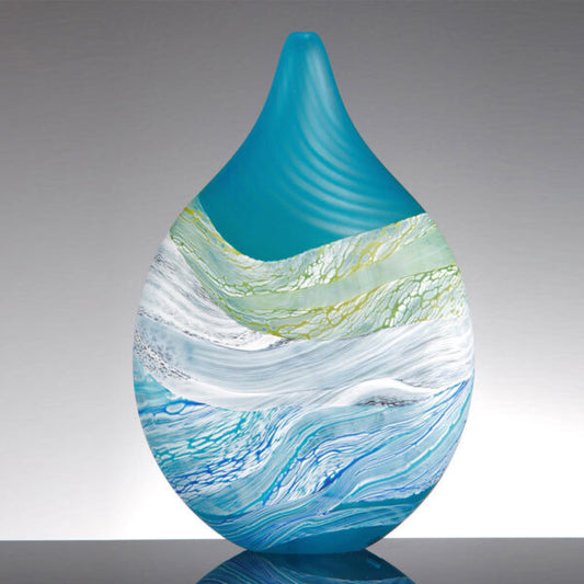 Seashore, Spring Tides Teardrop Vase - Blown, Fused Glass